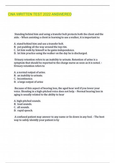 CNA Written Test 2022 [Answered] 100% Verified#fyp #cnalife #cnatraining #cnasoftiktok #cnatestprep #cnaboardexam #cnatiktok #nursingstudent #student