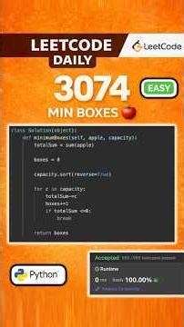 LeetCode Daily: #3074 Greedy solution 🍎💡 #leetcode #coding #leetcodedaily #techtok #programming