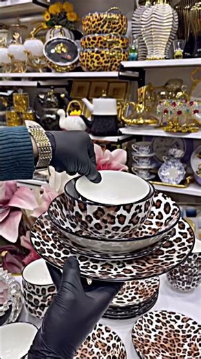 Luxury Leopard Glass Dinner Set | Leopar Desenli Cam Servis Tepsi Seti | #اكسبلور #coffee #turkish