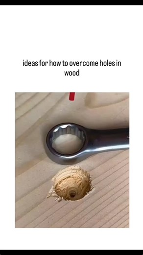 @crazytrend.1 on Instagram: "video tutorial demonstrates a creative DIY hack for filling screw holes in wood: pour epoxy into a ratchet wrench socket placed over the hole, insert a temporary screw to anchor it, let set, then unscrew and sand flush for a seamless, strong repair. With 6.5 million views and 2,500 likes in hours, the post ignites debate; many replies favor simpler methods like glue-mixed sawdust or dowel rods, which better match wood grain without epoxy's rigidity. While effective f