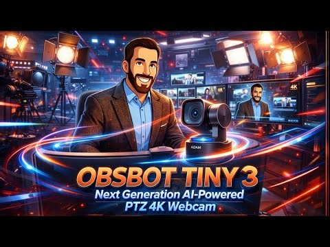 OBSBOT TINY 3 - Next Generation AI-Powered PTZ 4K Webcam, Gesture & Voice Recognition