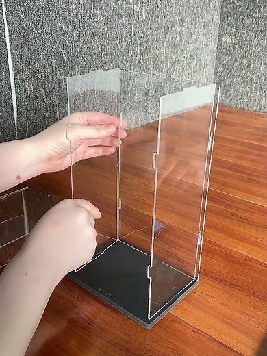 How to install acrylic display case with hook connection