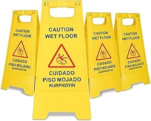 Amazon.com: KURPHOYIN Wet Floor Sign 4-Packs 2-Sided Caution Sign Slippery when Wet Sign Commercial A Frame 24 Inches Height : Industrial & Scientific