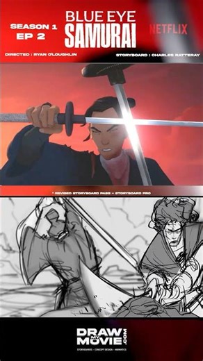 Blue Eye Samurai storyboard vs final animation comparison #anime #shorts #art #animation