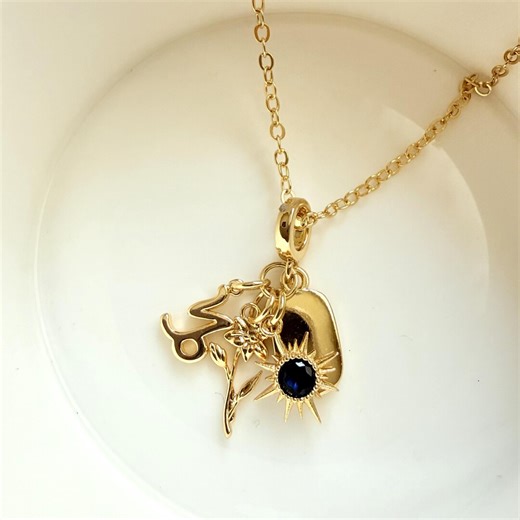 Personalized Gold Bar Necklace. Add Your Initial, Birthstone, Zodiac, and Birth Flower Charms. - Etsy