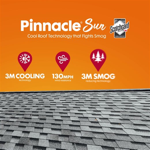 𝗣𝗶𝗻𝗻𝗮𝗰𝗹𝗲® 𝗦𝘂𝗻 shingles are engineered with efficiency in mind. ☀️ By reflecting radiant heat away from the roof, Pinnacle® Sun shingles not only keeps homes cooler, but can also help homeowners save up to 15% on annual cooling costs thanks to 3M ™ Cool Roofing Granules. Learn more: https://atlasroofing.pulse.ly/8mqdqnetst | Atlas Shingles, Underlayments & Ventilation