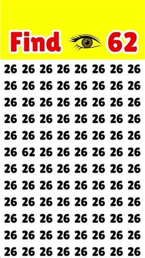 Try to find the different number 62 with in 6 second's