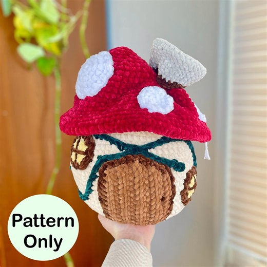 Mushroom House Stuffing Holder Crochet Pattern, Drawstring Bag Amigurumi Tutorial, Gnome Home, Toad Abode - Etsy