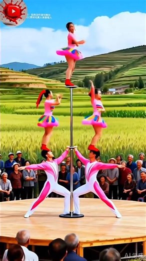 1 Pole, 5 People 🤯 | World’s Craziest Balance Stunt 😱! #shorts
