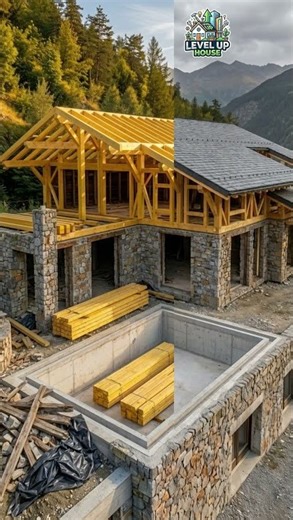 From Ruins to Luxury: Ultimate Mountain Chalet Makeover 🏔️✨#shorts