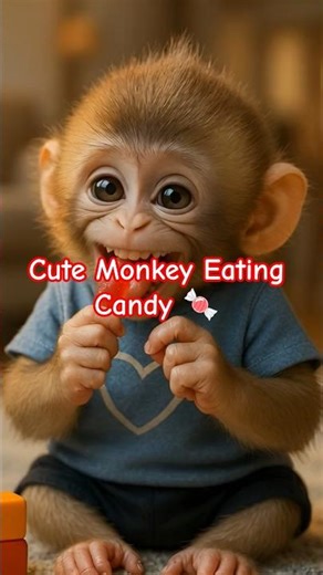 Cutest Baby Monkey Eating Candy! 😂❤️ You Won’t Stop Smiling!