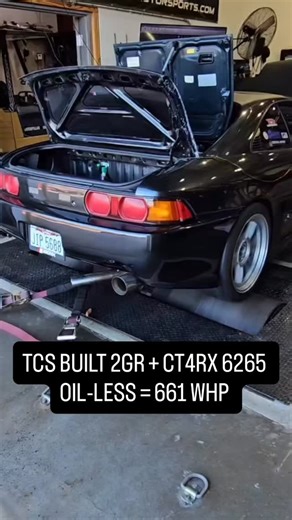 Comp Turbo Technology on Instagram: "Turbo 2GR + dog box putting down 661whp on the rollers with our CT4RX Oil-Less 6265. Amazing work by @tcsmotorsports 🙌🏼🙌🏼 CTRX #CT4RX #CompTurbo #BoostControlled #TCSMotorsports #MR2"