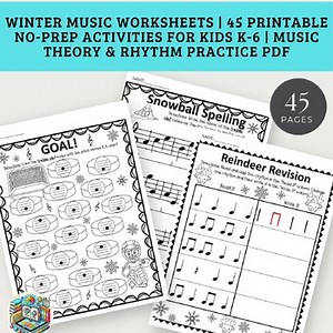 Winter Music Worksheets | 45 Printable No-Prep Activities for Kids K-6 | Music