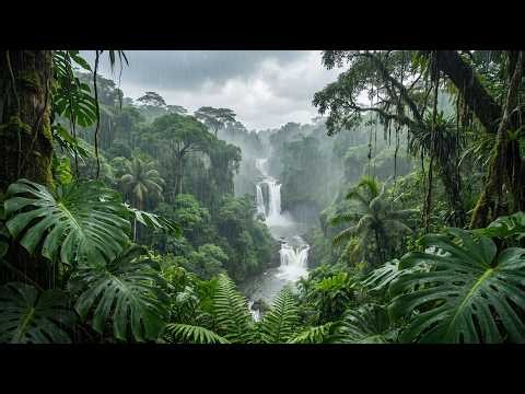 Heavy Rain & Waterfall Sounds Tropical Rainforest for Deep Sleep & Relaxation