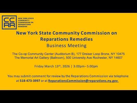 New York State Community Commission on Reparations Remedies Business Meeting