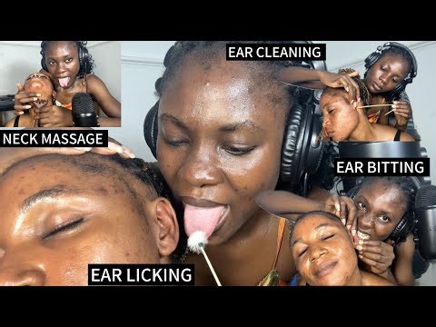 ASMR EAR EATING, Ear LICKING, EAR BITTING, EAR CLEANING, SCALP SCRATCHING, NECK MASSAGE GUM CHEWING