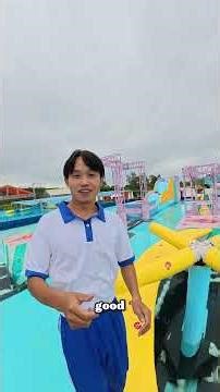 Leading students to navigate through water challenges#waterpark #ninja #waterninja #roblox #parkour