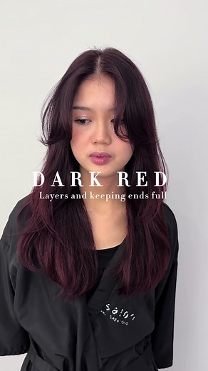 Refreshing Gloria’s hair back to dark red ( no bleaching required) with curtain bangs and layers keeping ends fuller _ #torontohairsalon#torontohairstylist#redhead#reshair#layers#longhairstyles
