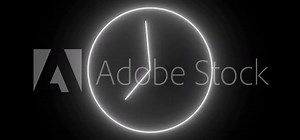 Glowing neon Clock icon , analog clock on the black background .glowing colorful neon clock. Clock Icon Neon glowing animated clock icon that plays a 12 hour loop on a black background. Stock Video