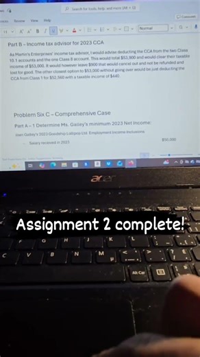 Taxation One - Assignment Two officially submitted for grading after some minor adjustments.