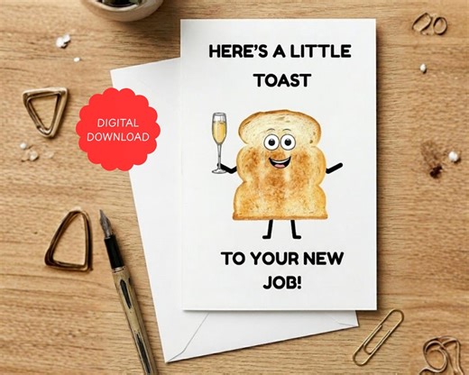 Funny New Job Card. Printable Congratulations, "a Little Toast" Bread Pun - Etsy