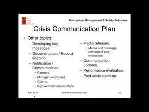 Improving Disaster and Crisis Management: What is a Communication Plan?