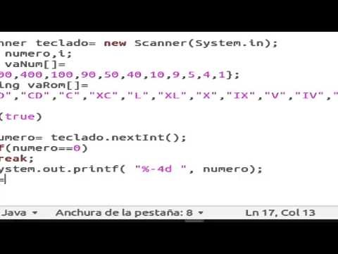 JAVA: Conversion Numers enteros Decimales a Numeros Romanos.