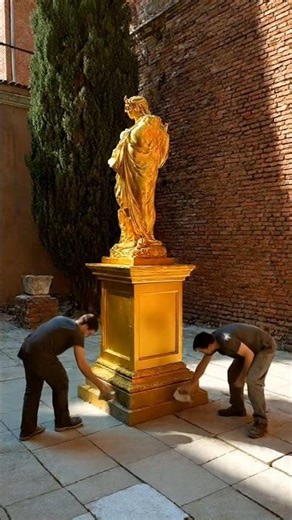 Golden statue transformation timelapse. Stunning shine and satisfying details from start to finish.