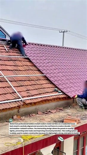 Metal Roof Tile Installation Process #Roofing #Construction #RoofInstallation