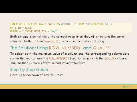 How to Select MAX(Column) and a Column in the Same Request in Teradata SQL