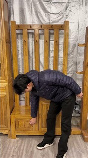 All-elm wood mortise and tenon structure, tall and short wardrobe #Northern old elm wood mortise,