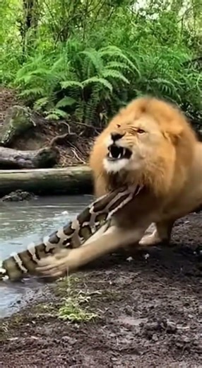 Lion vs Giant Python – Brutal Jungle Clash Caught on Shaky Mobile Camera #snake #giantanimal