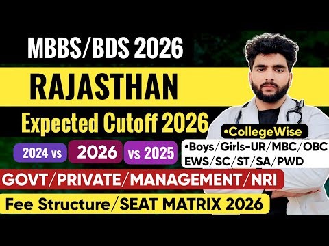 Rajasthan Neet 2026 Expected Cutoff Govt Private Colleges & CategoryWise|Fee Structure Seat Matrix
