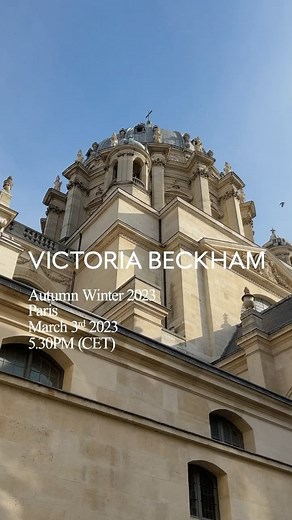 Victoria Beckham on Instagram: "VB AUTUMN WINTER 2023 PARIS Watch the show live from 5:30PM CET today xx VB"