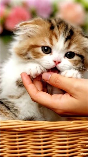 Tiny Calico Persian Kitten Cuddling a Human Hand 😺💗| Cutest Floof Moment Ever!