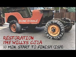 Willys Flat Fender Restoration // Jeep CJ2a Start to Finish-ish (in 10-min.)