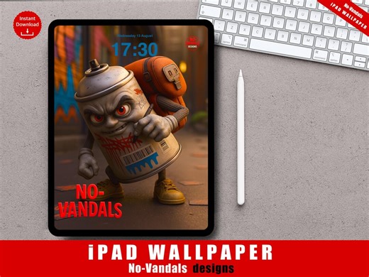 Cool Wall Art Themed iPad Tablet Digital Wallpaper: No Vandals Designs Digital Downloads - Etsy