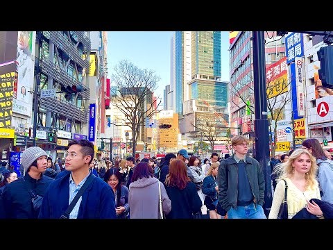 Shibuya 4K walking tour. Tokyo, Japan.