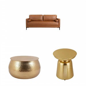 Goodwin 75.6 in. Sofa, Calluna 30 in. Coffee Table and 16.5 in. W Accent Table Combo - The Home Depot