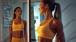 An AI-enhanced daily workout regimen where a smart mirror gives real-time feedback on performance, posture, and customized workout modifications.