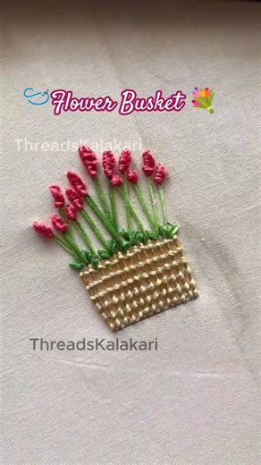 Hand Embroidery designs- Flower Busket Embroidery for Beginners #shorts #embroidery #satinstitch