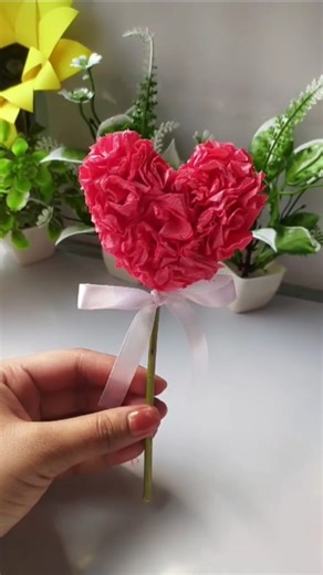 DIY tissue paper craft idea #shortvideo #shorts #heart #craft #diy #art #trending