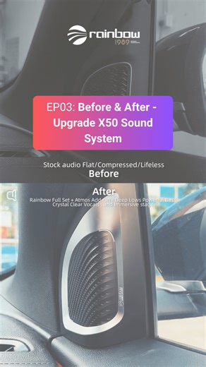 🎬 EP.3 — This Is the Full Upgrade Feeling Complete Rainbow X50 System ✅ DSP Active Sub ✅ Center Speaker ✅ Full Speaker Upgrade 🎧 Now this one… different level already. 💡 Full Rainbow X50 System means: • Bass tight, not noisy • Vocal clear even highway speed • Music smooth, not tiring 🛠 One full system. Not mix-mix brand. Everything tuned together for X50. 🔒 Plug & Play 🚫 No cut wire German sound tuning ✨ Not for showing off. ✨ For enjoying every drive. 📍 Available at Rainbow Authorized De