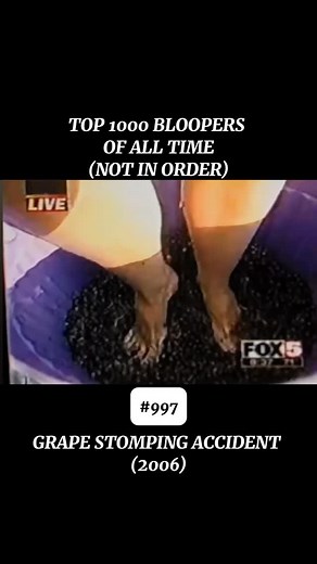 OFFICIAL CAUGHTLIVE ACCOUNT on Instagram: "During a live segment in 2006, a local TV reporter participated in a grape-stomping competition at a winery in Georgia. While trying to cheat by stopping early, she lost her balance, fell off the platform, and hit the ground hard. Fun Fact: The reporter was winded and groaning on air, leading to concern from viewers. The clip quickly went viral as one of the earliest internet-famous live TV bloopers. We are showcasing 1000 shocking moments that happened