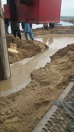 Drilling for Test Pile Cast using Bentonite Slurry in gravels mix coarse Sand Strata.