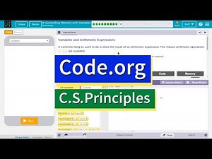 Controlling Memory with Variables 4.10 Tutorial with Answers Code.org CS Principles