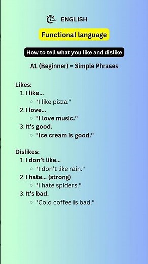 How to Tell What You Like and Dislike in English (A1) | Functional Language