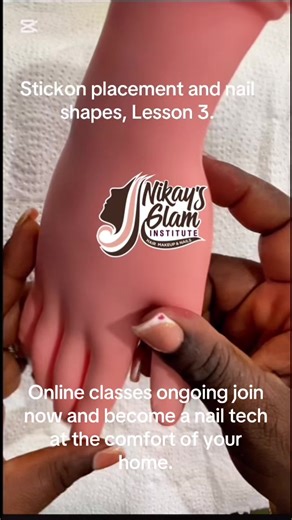 Stickon placement #nailtraining #nailtutorial #stickonnails #onlineclass #beginnernailtech