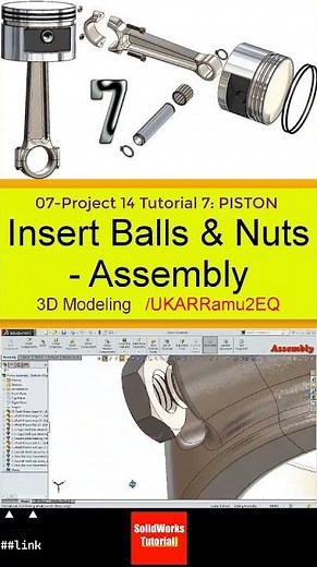 7- 3D Draft | PISTON |: Assembly #3d #solidworks #tutorial #cad #drawing #automobile
