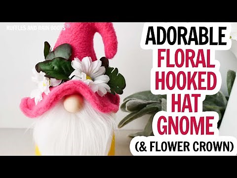 Flower Crown Gnome / Treasure Gnome Pattern / Hooked Hat Gnome with Flowers / Easy Gnome DIY